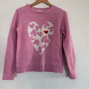 Cupcakes & Cashmere Pink Heart Print Knit Sweater Size XS
